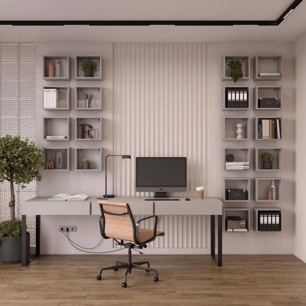 Komplet 4 wiszących półek TUTTI szarych na książki i dekoracje | MIRAT. styl LOFT