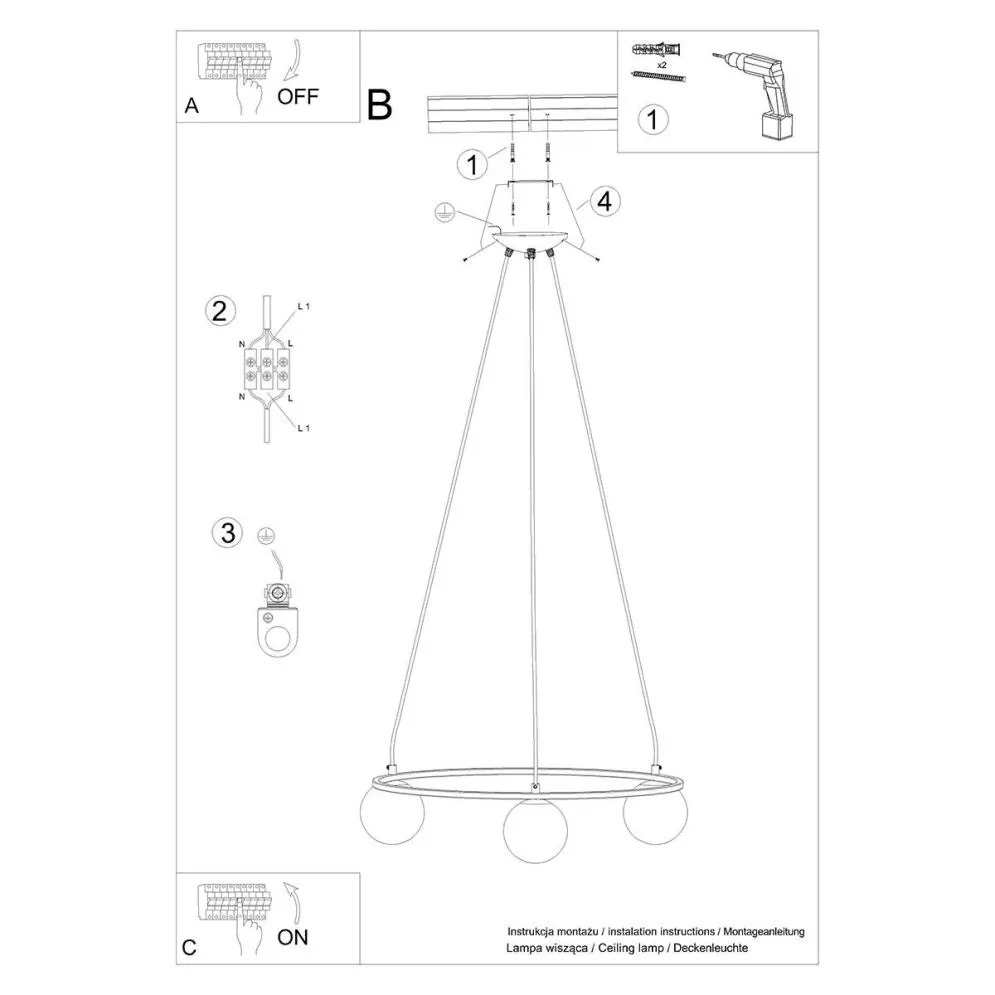 Żyrandol YOLI 3 | sklep MIRAT kolekcja yoli