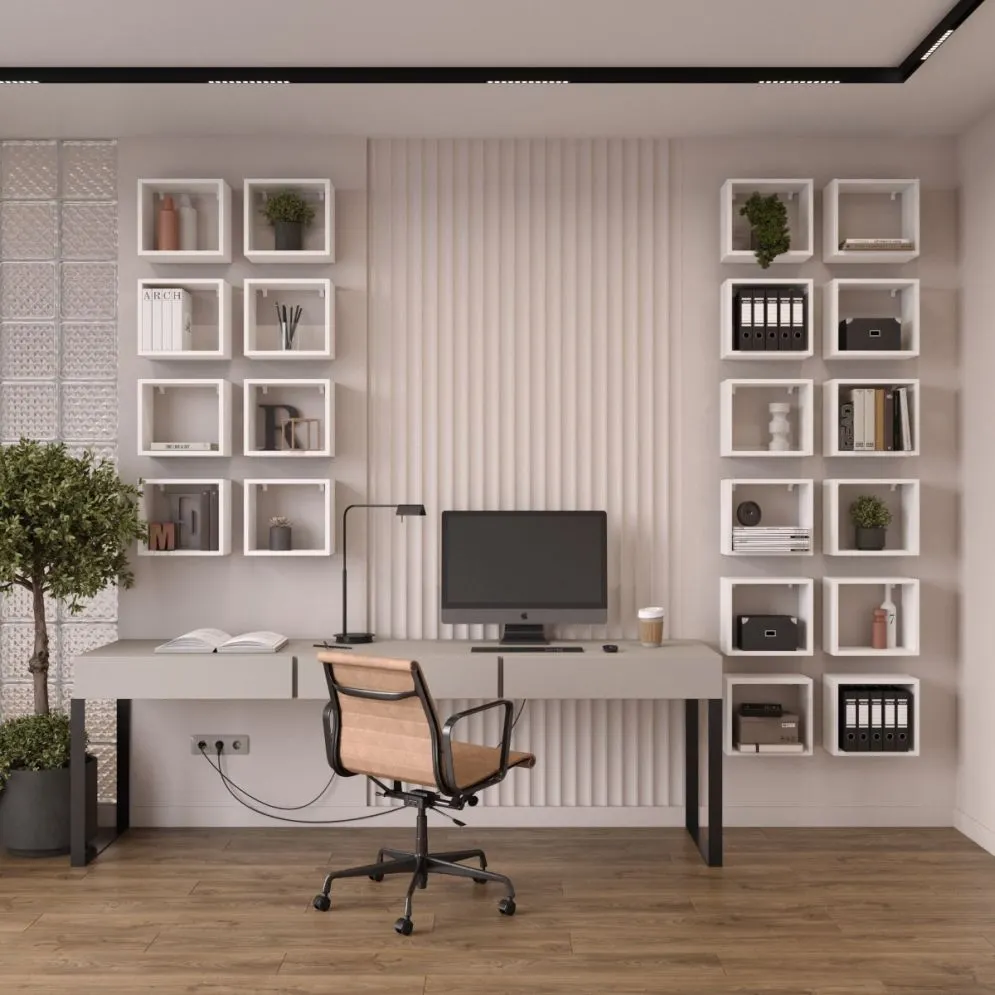 Komplet 4 wiszących półek TUTTI białych na książki i dekoracje | MIRAT. styl SKANDYNAWSKI