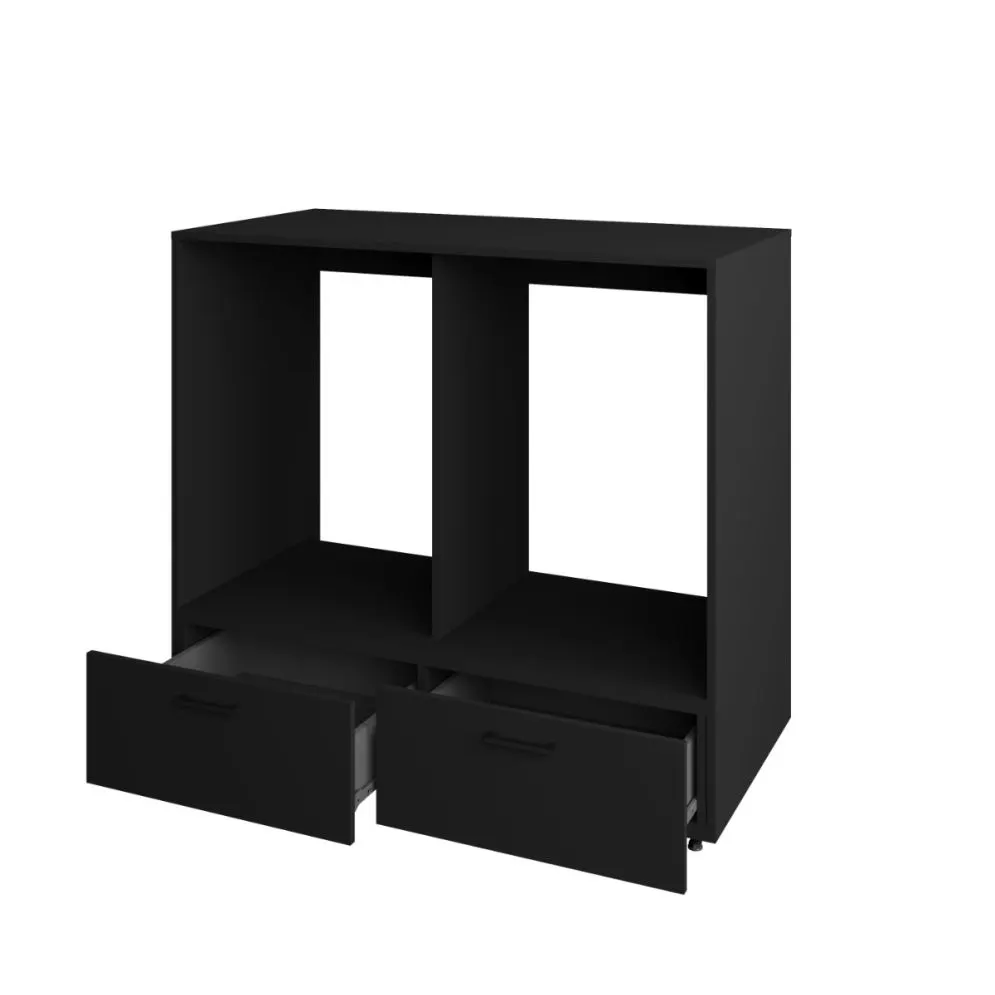 Szafka łazienkowa ROSA 2S 132cm czarna do zabudowy pralki i suszarki loft I sklep meblowy MIRAT.