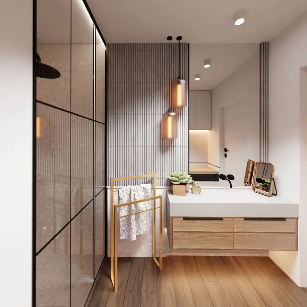 Wieszak na ręczniki AM-02 podwójny złoty do łazienki | MIRAT. styl GLAMOUR