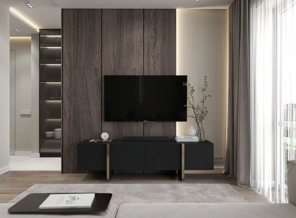 Szafka RTV GRANT 180cm czarny mat do salonu I sklep meblowy MIRAT. styl GLAMOUR, LOFT