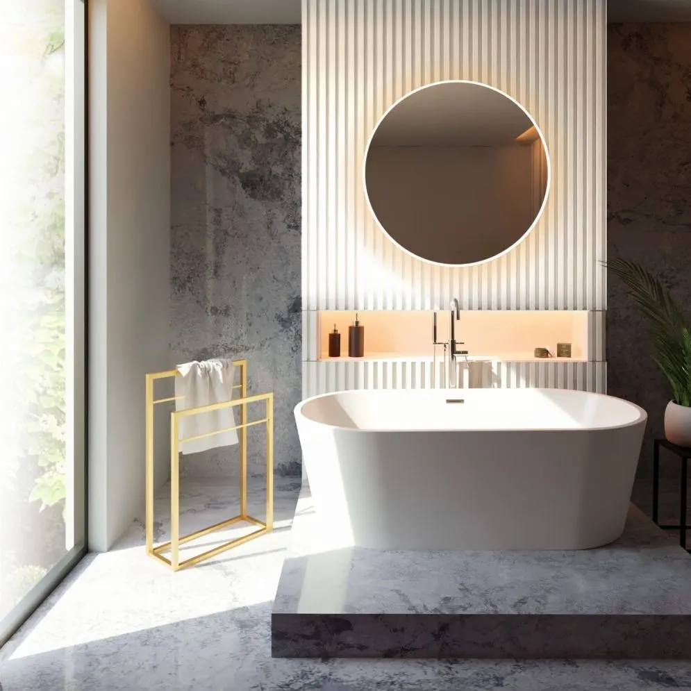 Wieszak na ręczniki fM-01 podwójny złoty do łazienki | MIRAT. styl GLAMOUR