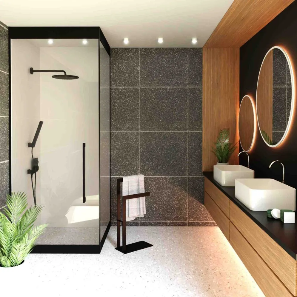 Wieszak na ręczniki OM-01 czarny metalowy stojący | MIRAT. styl LOFT