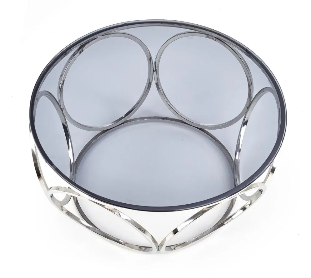 Ława VENUS srebrna ze szklanym blatem dymionym Halmar | MIRAT. w stylu GLAMOUR kolekcja