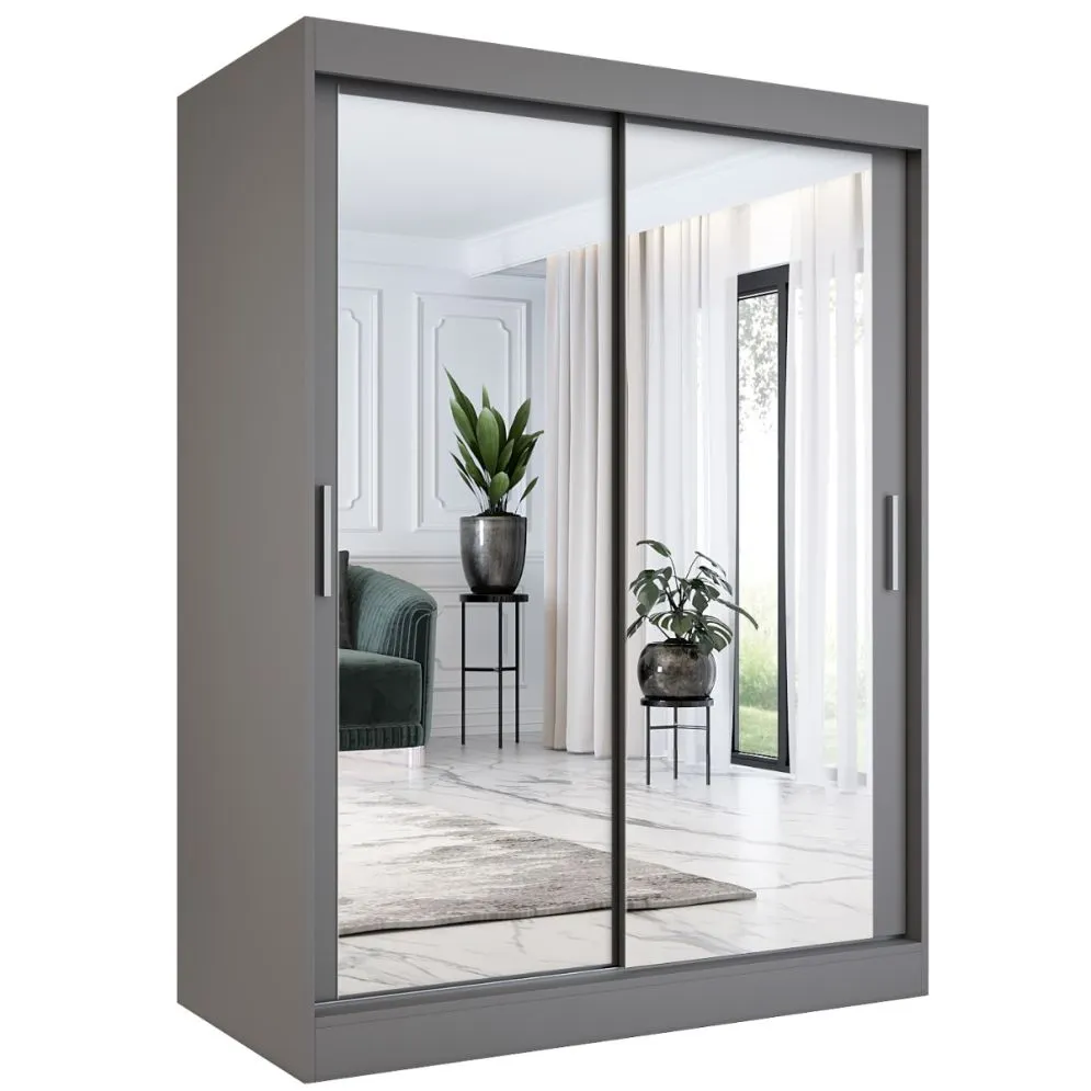 Szafa przesuwna MODUO COMFORT 150 antracyt z dwoma lustrami do sypialni | MIRAT. w stylu  kolekcja MODUO COMFORT