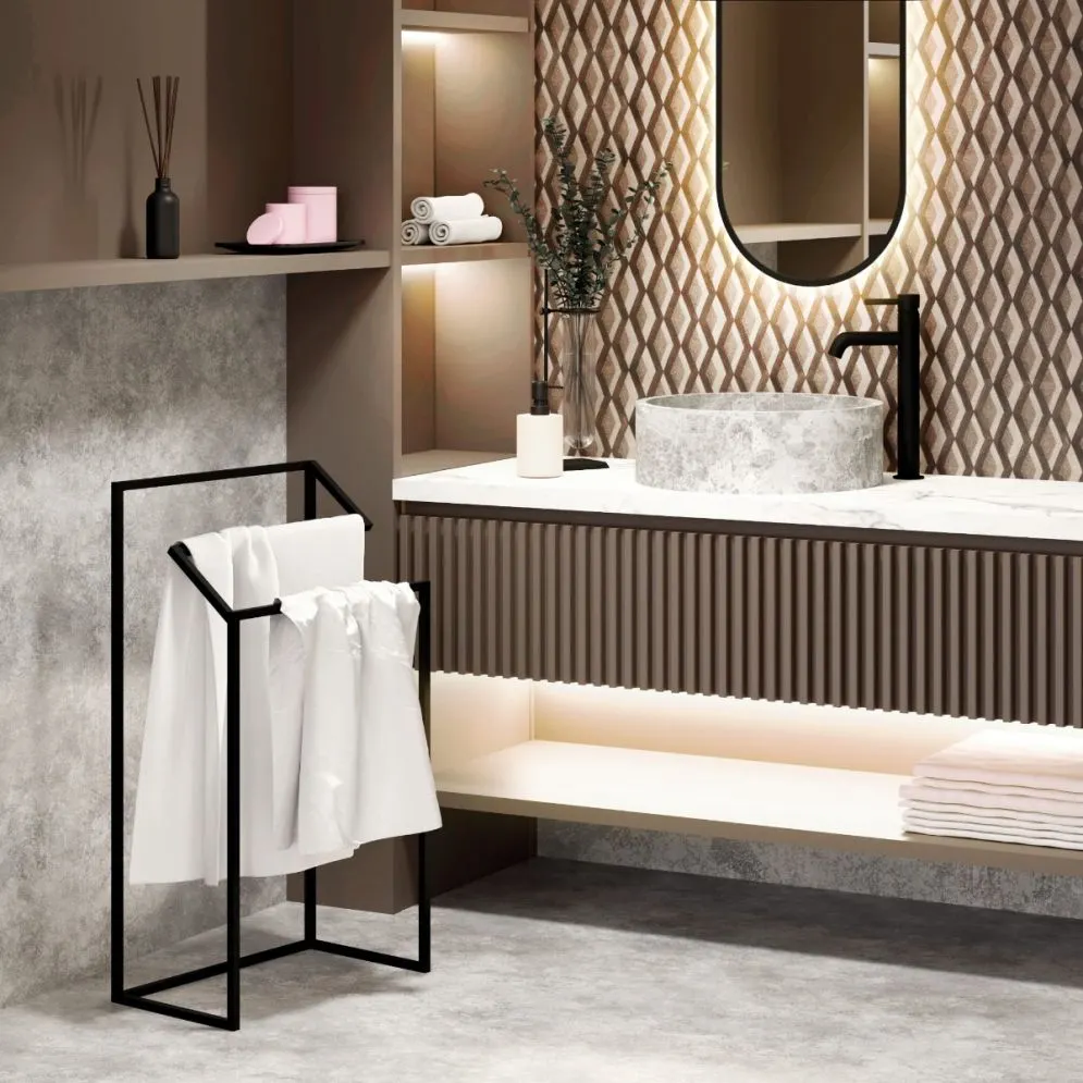 Wieszak na ręczniki LM-02 czarny metalowy do łazienki | MIRAT. styl LOFT