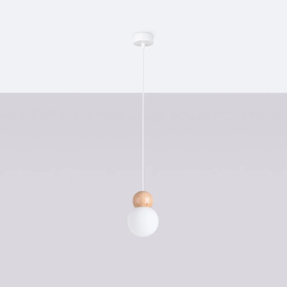 Lampa wisząca PEKKA 1 biała/naturalne drewno | sklep MIRAT  kolekcja pekka