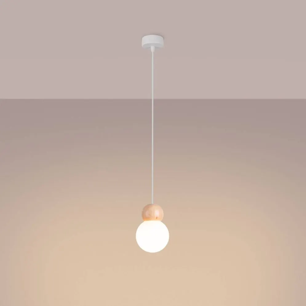 Lampa wisząca PEKKA 1 biała/naturalne drewno | sklep MIRAT  kolekcja pekka