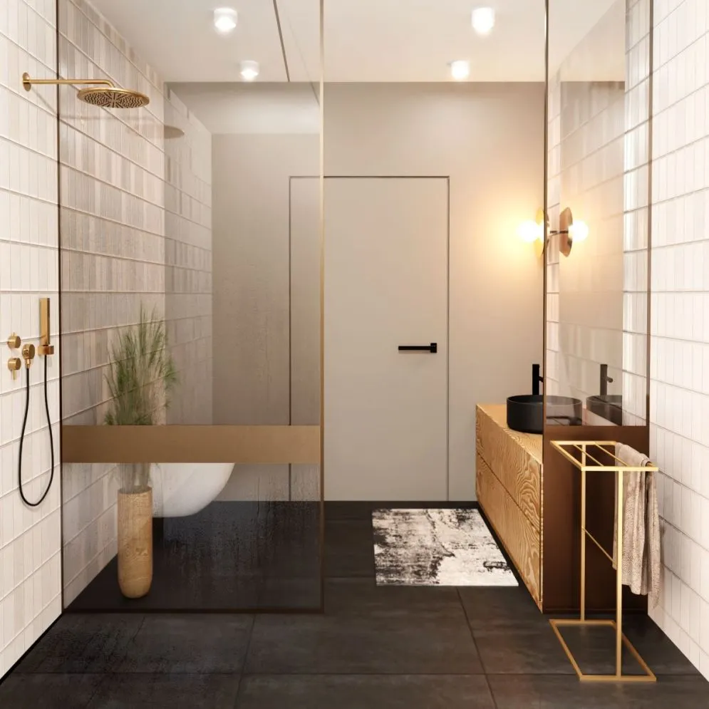 Wieszak na ręczniki NM-01 stojący złoty do łazienki | MIRAT. styl GLAMOUR