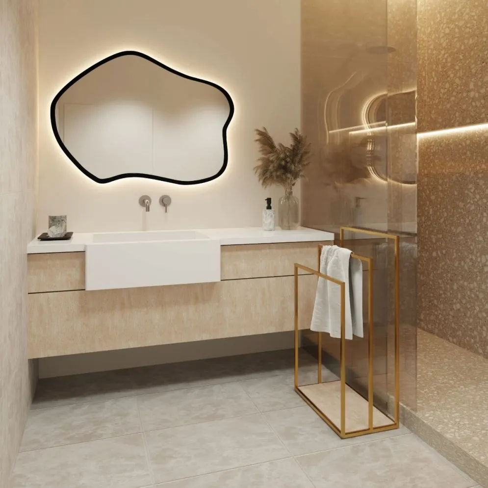 Wieszak na ręczniki JM-02 stojący złoty do łazienki | MIRAT. styl GLAMOUR