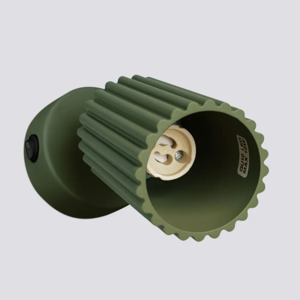 Kinkiet KARBON zielony oliwkowy z włącznikiem | sklep MIRAT kolekcja karbon