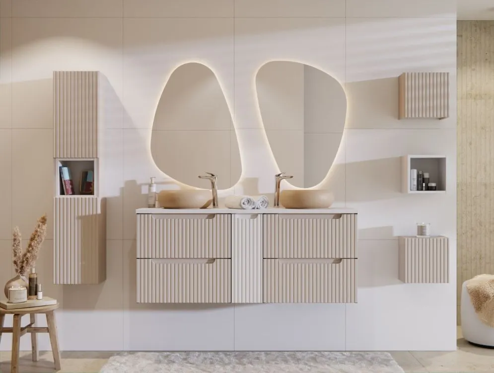 Szafka łazienkowa NOVA CASHMERE 81-20-1D 20cm kaszmirowa jednodrzwiowa I sklep meblowy MIRAT. styl RYFLOWANY