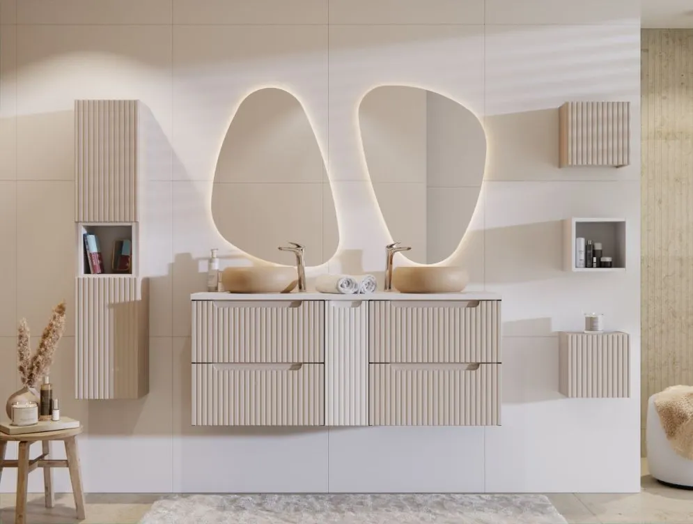 Szafka pod umywalkę NOVA CASHMERE 82-50-2S 50cm kaszmirowa ryflowane fronty I sklep meblowy MIRAT. styl RYFLOWANY