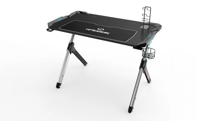 Biurko STAR czarne gamingowe z oświetleniem LED RGB | MIRAT.