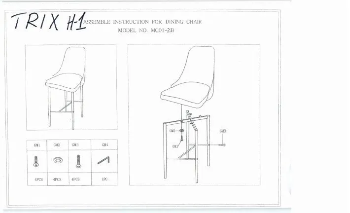 Hoker TRIX H-1 szary z pikowanym oparciem | MIRAT. styl GLAMOUR