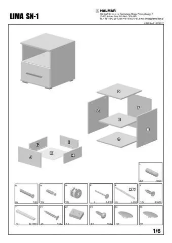 Szafka nocna LIMA SN1 dąb sonoma/biała z szufladą | MIRAT.  kolekcja LIMA