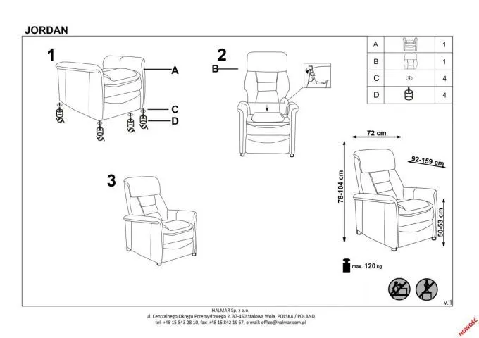 Instrukcja montażu fotela JORDAN