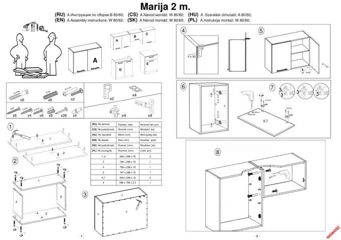 Instrukcja montażu mebli MARIJA 200