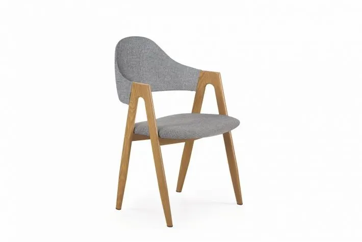 Popielate krzesło tapicerowane z metalowymi nogami K344