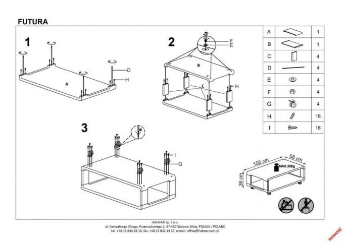 Ława FUTURA biała lakierowana na kółkach | MIRAT.