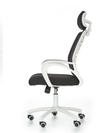 Czarno biały fotel biurowy z podłokietnikami Socket