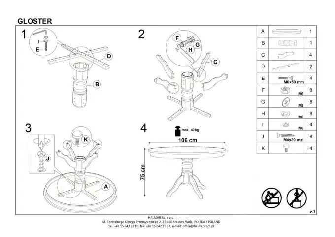 Stół GLOSTER 106x75 biały okrągły do jadalni | MIRAT.