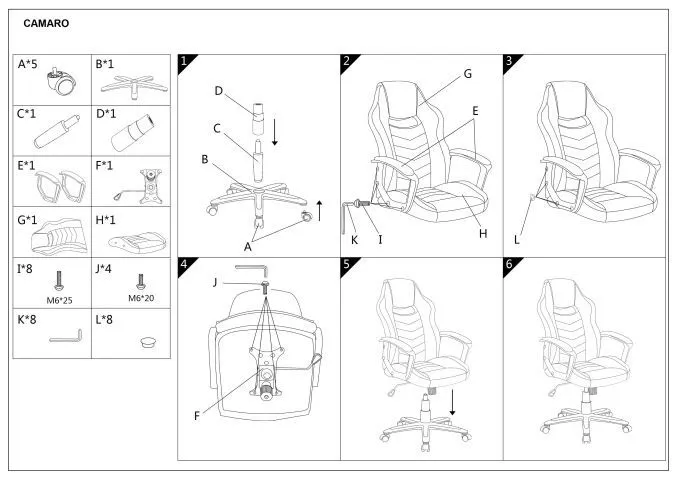 instrukcja montażu fotela Camaro