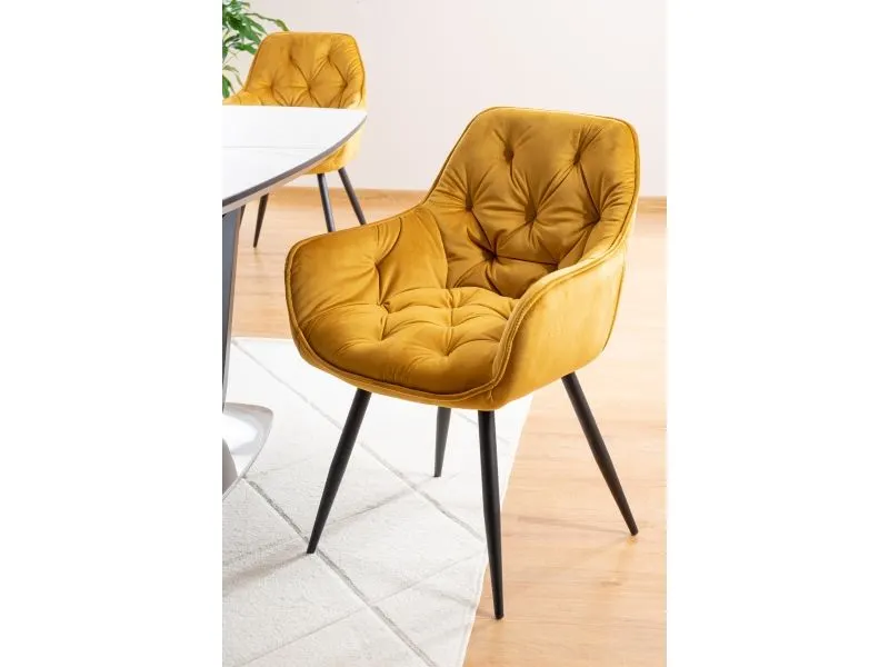 Zestaw krzeseł CHERRY VELVET 4 szt curry na metalowych nóżkach | MIRAT. w stylu GLAMOUR kolekcja