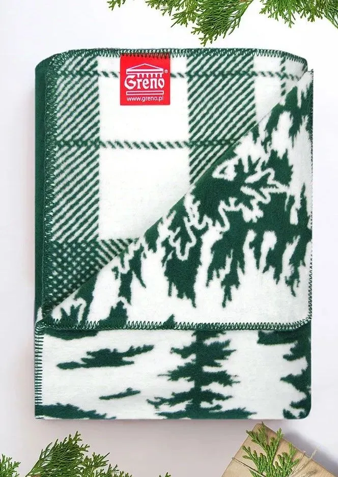 Koc WINTER TIME 150x200 zielony/biały glamour I sklep meblowy MIRAT. styl GLAMOUR kolekcja GRENO WINTER