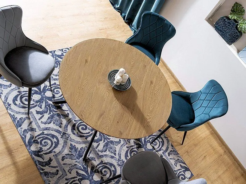 Stół okrągły ASTER dąb/czarny w stylu loft | MIRAT. styl LOFT