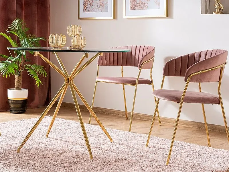 Stół okrągły AZALIA złoty w stylu glamour | MIRAT. styl GLAMOUR