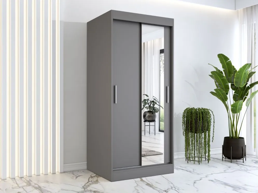 Szafa przesuwna MODUO COMFORT 90 antracyt z lustrem | MIRAT. w stylu  kolekcja MODUO COMFORT