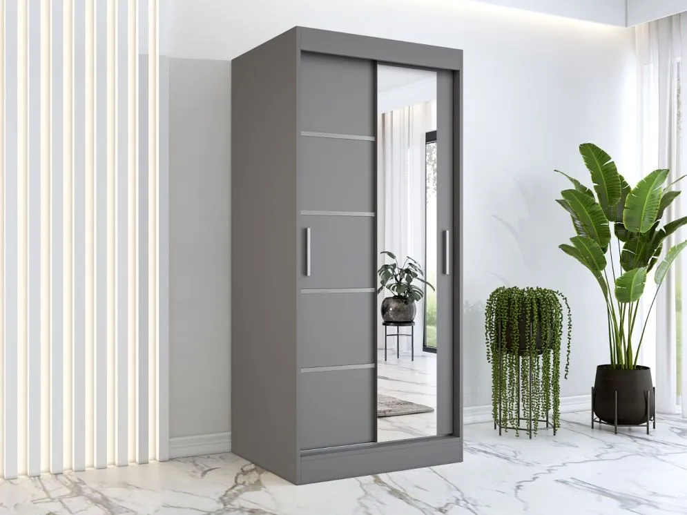 Szafa przesuwna MODUO COMFORT 2 90 antracyt z lustrem | MIRAT. w stylu  kolekcja MODUO COMFORT