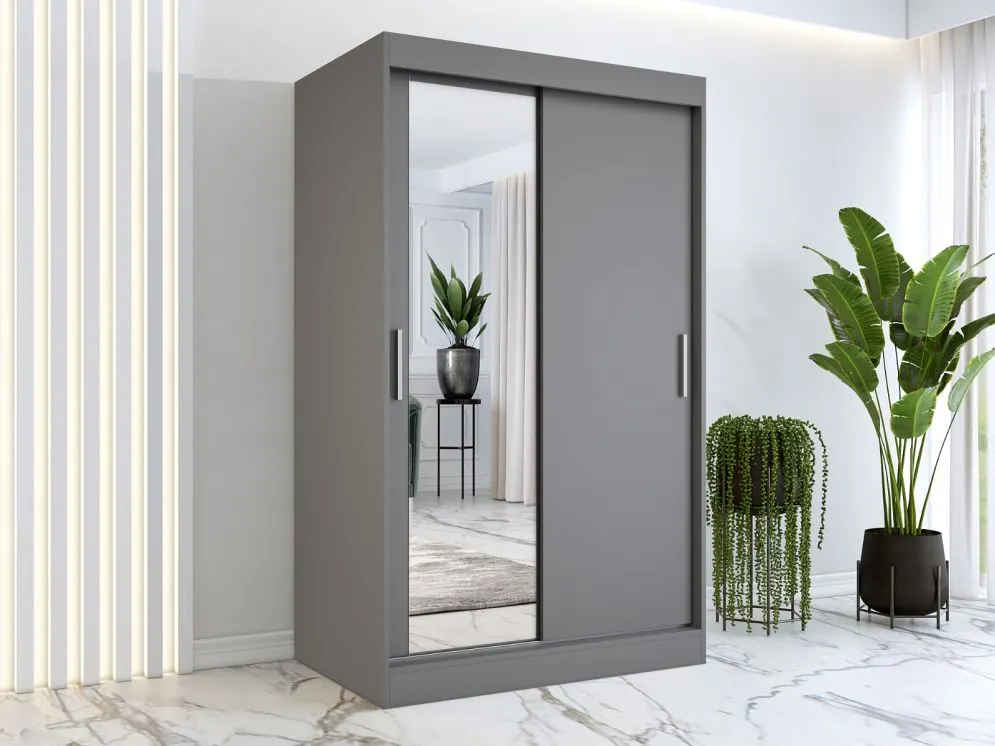 Szafa przesuwna MODUO COMFORT 120 antracyt z lustrem i gładkim frontem | MIRAT. w stylu kolekcja MODUO COMFORT