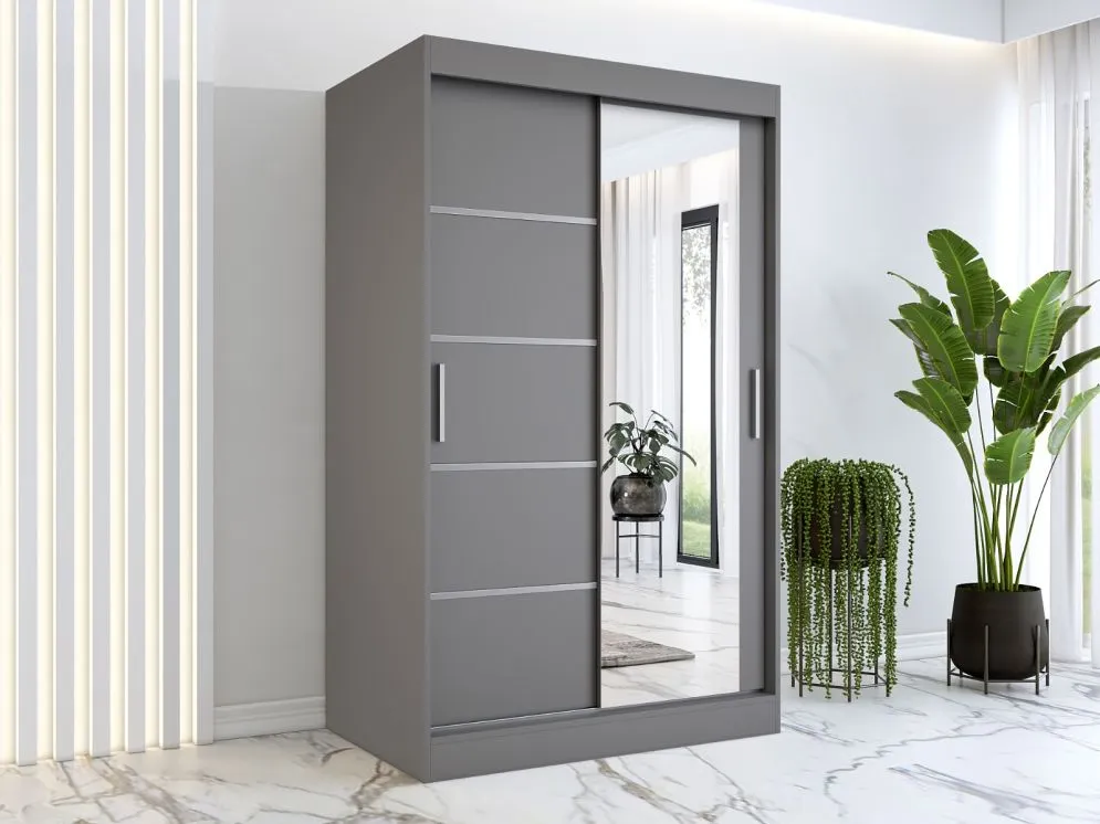 Szafa przesuwna MODUO COMFORT 2 120 antracyt z lustrem | MIRAT. w stylu kolekcja MODUO COMFORT