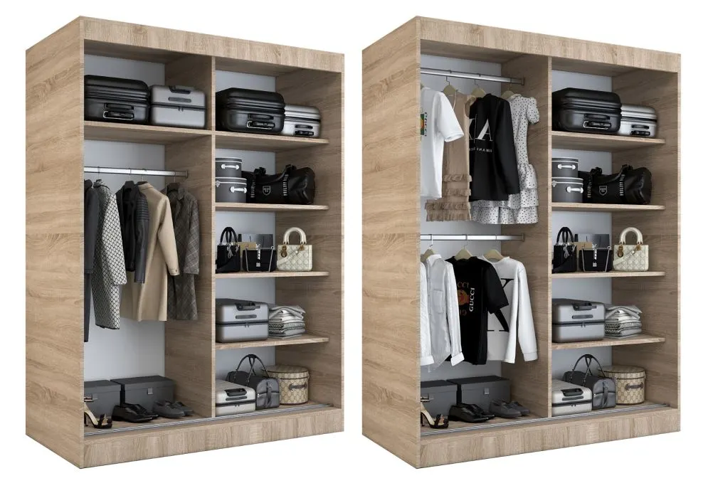 Szafa przesuwna MODUO COMFORT 2 150 antracyt/dąb sonoma z lustrem | MIRAT.  kolekcja MODUO COMFORT