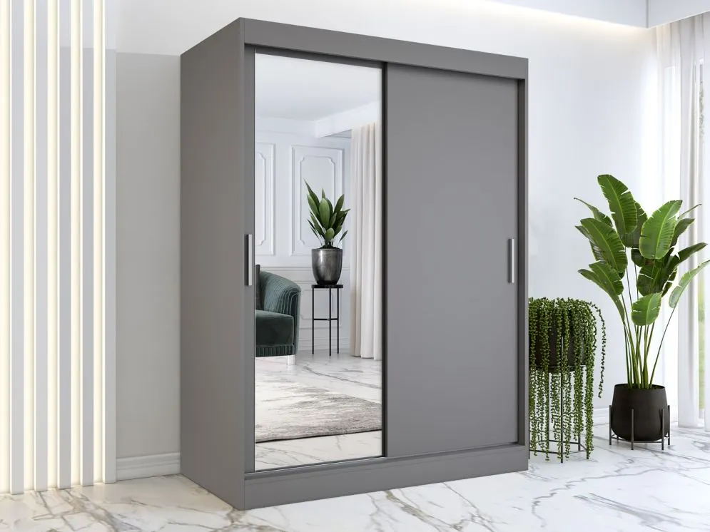 Szafa przesuwna MODUO COMFORT 150 antracyt z lustrem i gładkim frontem | MIRAT. w stylu  kolekcja MODUO COMFORT