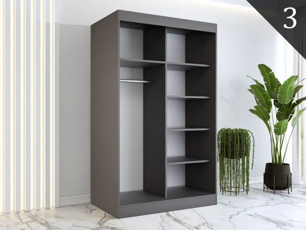 Korpus szafy MODUO COMFORT 120 antracyt z półkami i drążkami | MIRAT.  kolekcja MODUO COMFORT