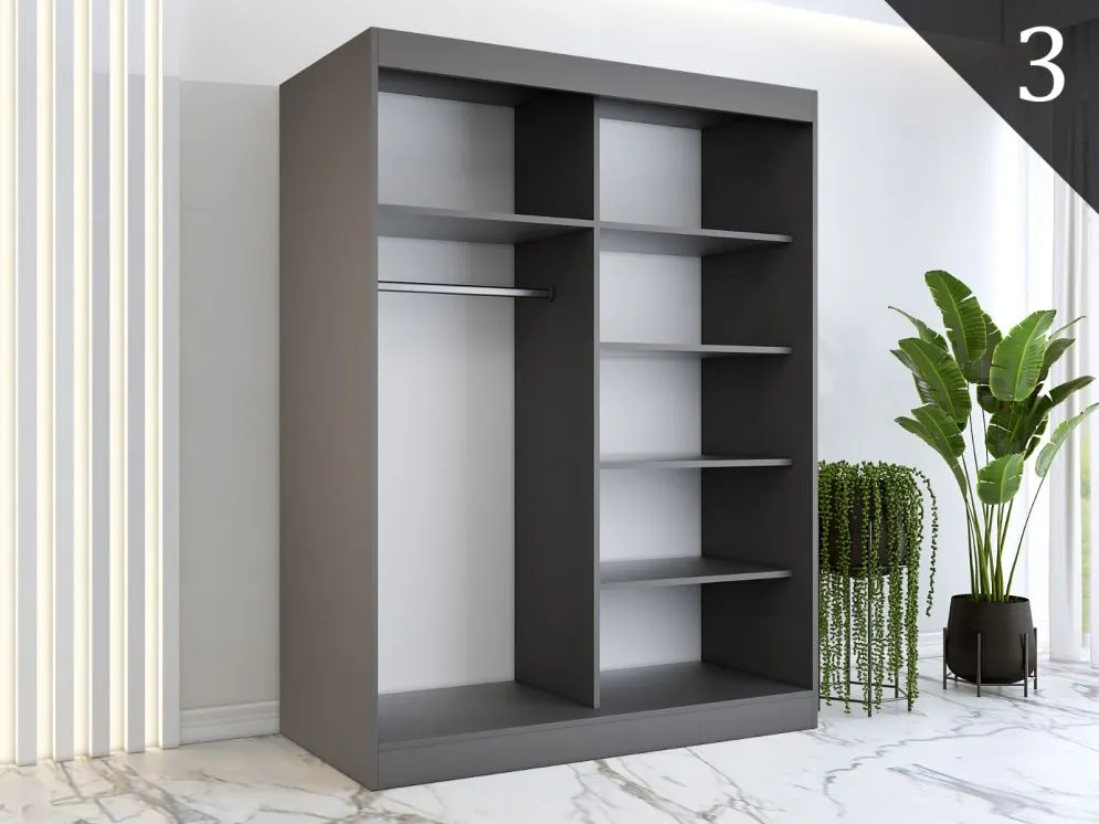 Korpus szafy MODUO COMFORT 150 antracyt z półkami i drążkami | MIRAT. kolekcja MODUO COMFORT