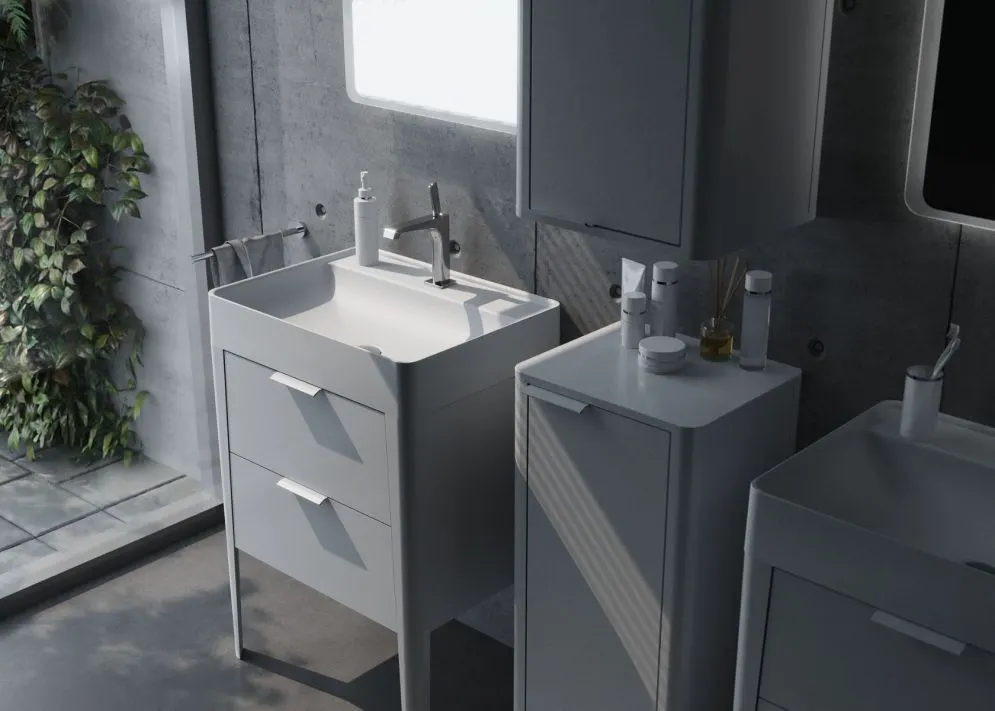 Umywalka meblowa kwarcowa VIBE 80 cm biała mat z otworem | MIRAT