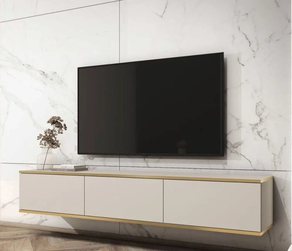 Szafka RTV KARL 175cm wisząca/stojąca kaszmirowy mat do salonu I sklep meblowy MIRAT. styl GLAMOUR