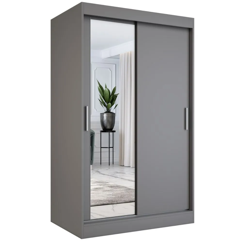 Szafa przesuwna MODUO COMFORT 120 antracyt z lustrem i gładkim frontem | MIRAT. w stylu kolekcja MODUO COMFORT