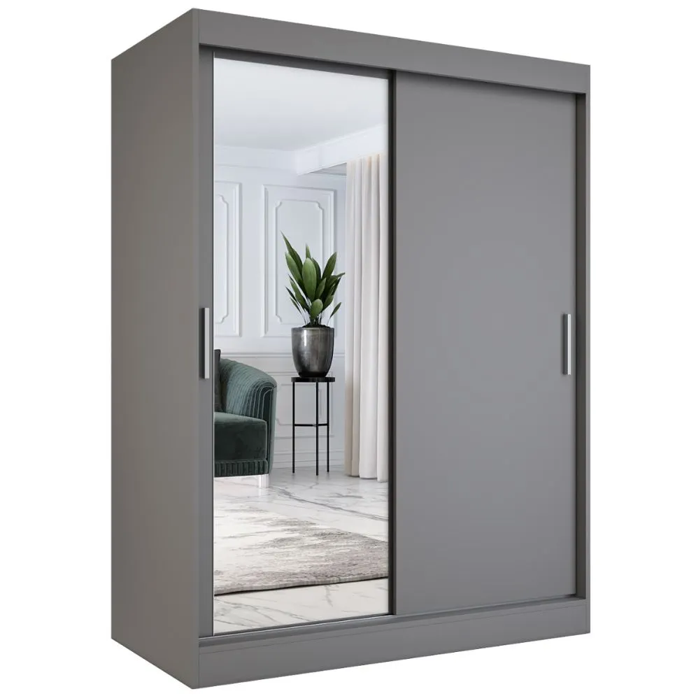 Szafa przesuwna MODUO COMFORT 150 antracyt z lustrem i gładkim frontem | MIRAT. w stylu  kolekcja MODUO COMFORT