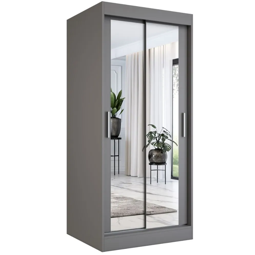 Szafa przesuwna MODUO COMFORT 90 antracyt z dwoma lustrami do sypialni | MIRAT. w stylu  kolekcja MODUO COMFORT