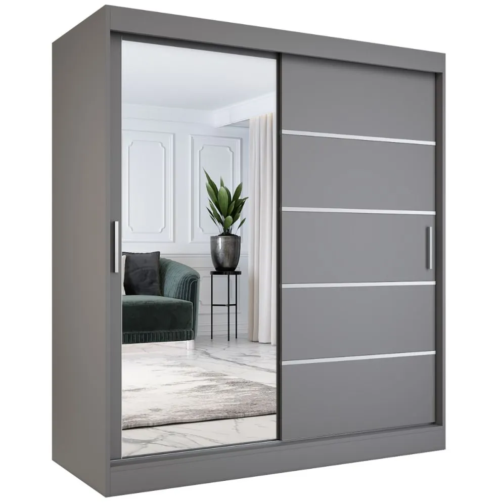 Szafa przesuwna MODUO COMFORT 3 180 antracyt z lustrem | MIRAT.  kolekcja MODUO COMFORT