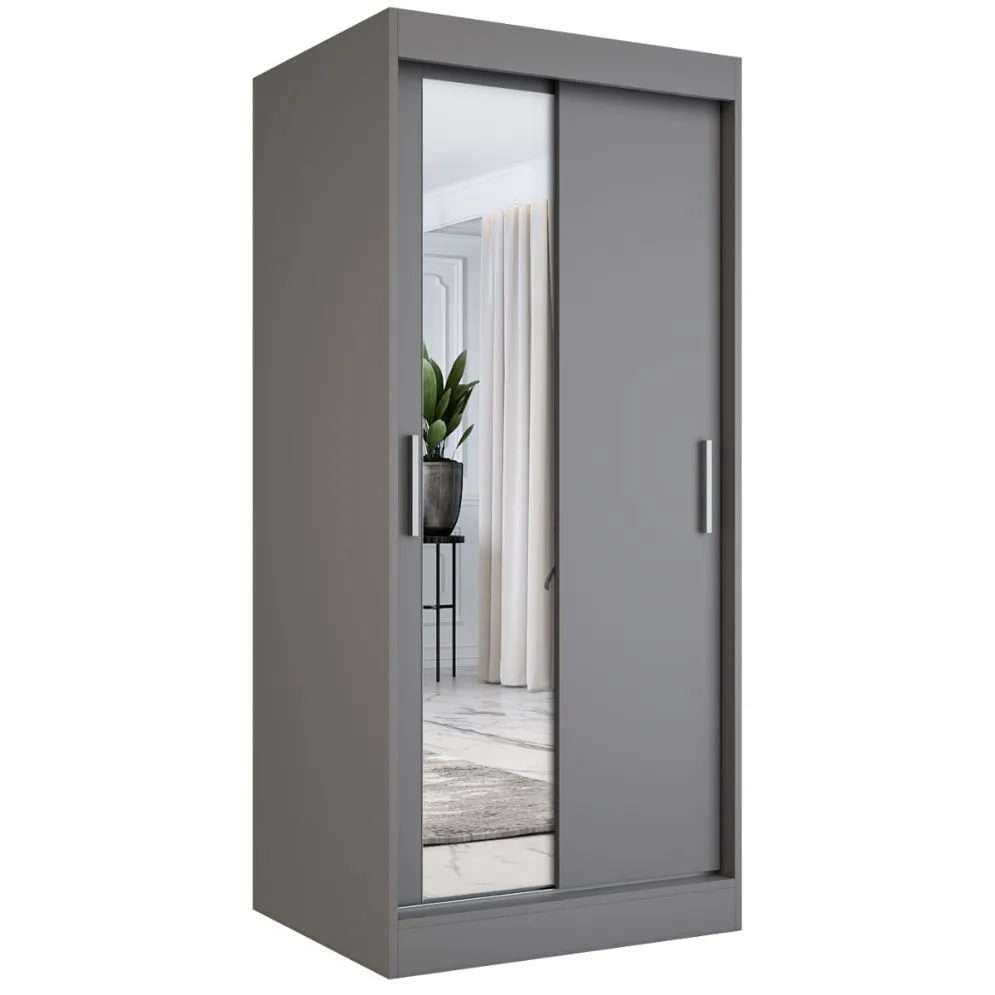 Szafa przesuwna MODUO COMFORT 90 antracyt z lustrem i gładkim frontem | MIRAT. w stylu  kolekcja MODUO COMFORT