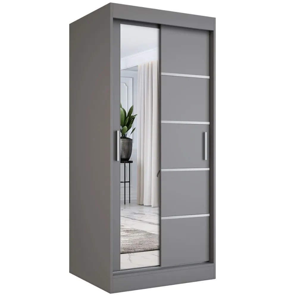 Szafa przesuwna MODUO COMFORT 3 90 antracyt z lustrem | MIRAT. w stylu  kolekcja MODUO COMFORT