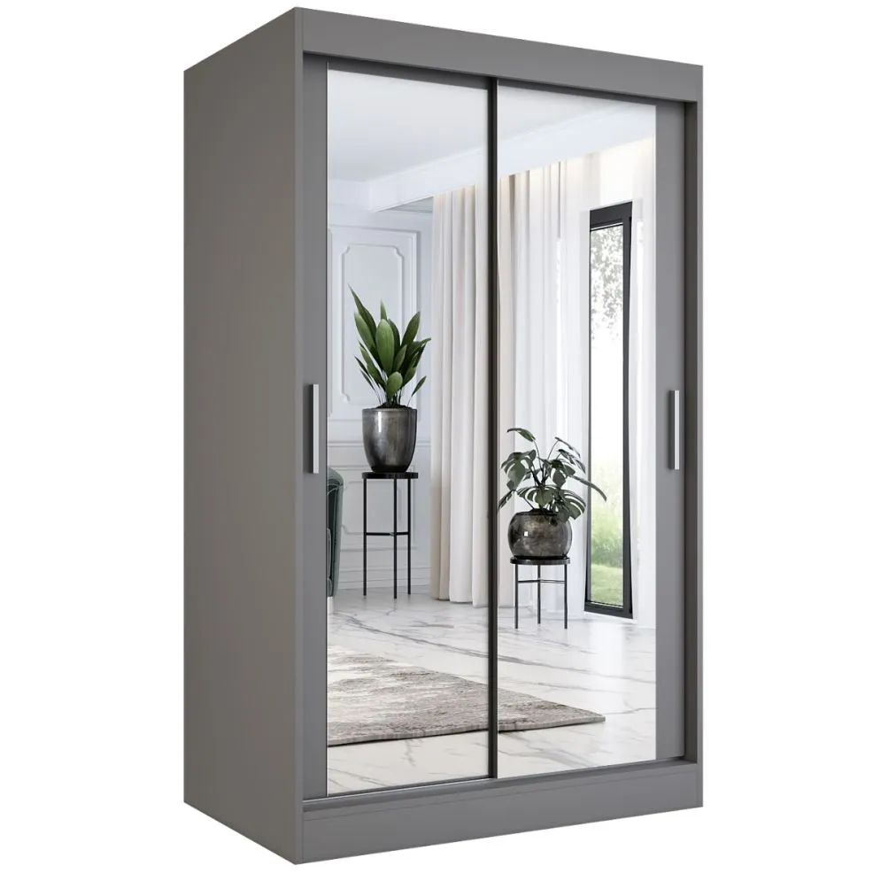 Szafa przesuwna MODUO COMFORT120 antracyt z dwoma lustrami do sypialni | MIRAT. w stylu kolekcja MODUO COMFORT