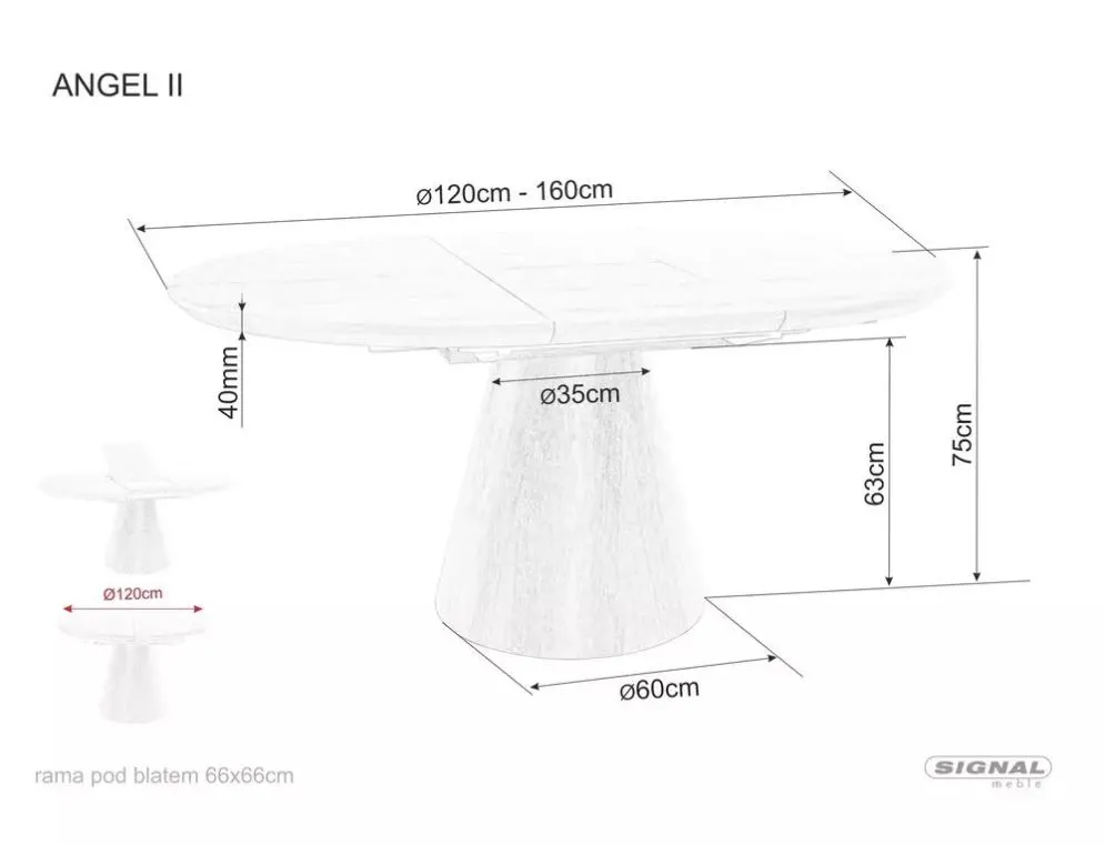 Stół rozkładany ANGEL II 120-160 cm marmur / czarny mat | MIRAT styl LOFT